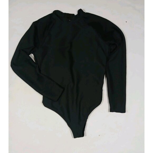 J. Crew Active Ribbed Long Sleeve One Piece Swimsuit Size 12 Black Rashguard - Picture 9 of 9